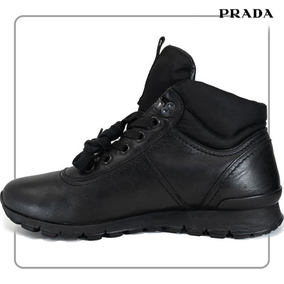 Prada Men's Leather High Top Sneaker Boots (size 11 US) - Picture 4 of 14